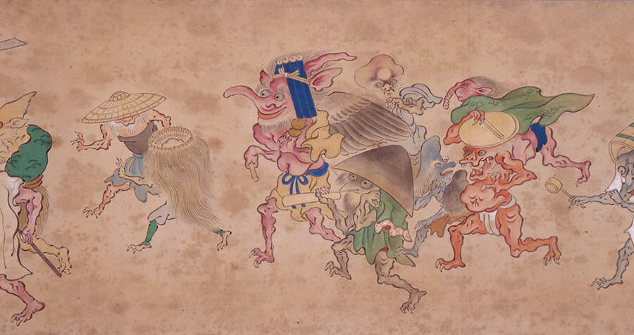 狩野洞雲益信「百鬼夜行図」（部分） 紙本着色一巻　貞享元年（1684）以前　国立歴史民俗博物館蔵