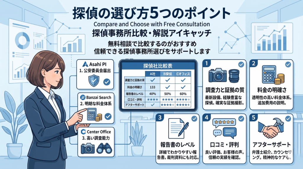 探偵事務所を比較して選ぶポイント